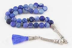 Blue Banded Agate Prayer Beads
