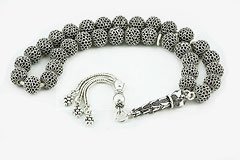 Oxidized Silver Prayer Beads