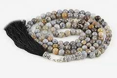 Silver Agate Mala