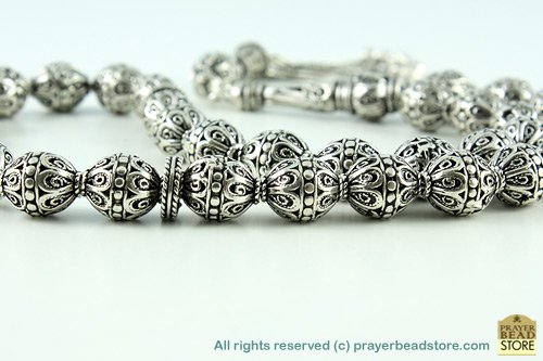 Oxidized Silver Prayer Beads