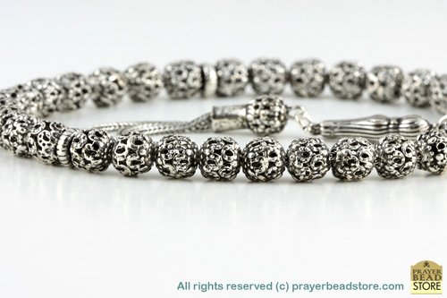 Oxidized Silver Prayer Beads