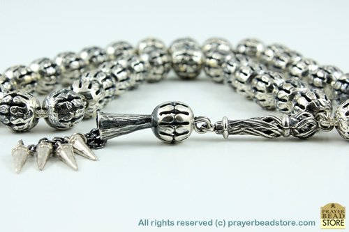 Oxidized Silver Prayer Beads