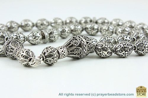 Oxidized Silver Prayer Beads