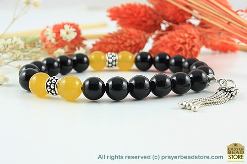 Onyx & Honey Agate Bracelet