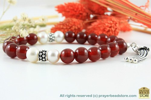 Agate (Carnelian) & Pearl Bracelet