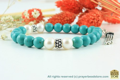 Howlite Turquoise & Pearl Bracelet