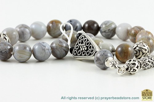 Silver Agate Worry Beads